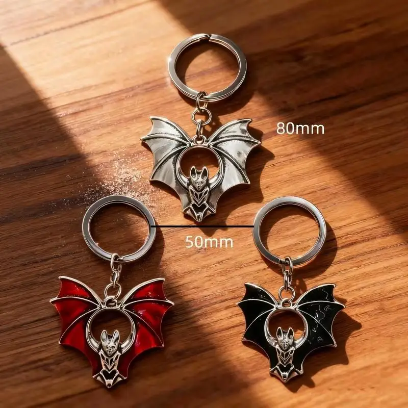 1Pcs Holiday Party Gifts Grunge Punk Style Dark Style Bat Keychain Heart-shaped Buckle Boot Accessories Halloween Decoration