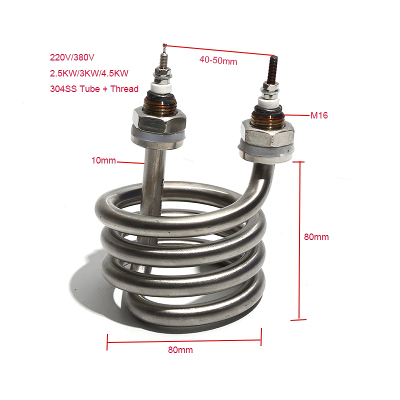 Distilled Electric Water Heating Element Spare Parts 304 Stainless Steel Heating Pipe 220V 380V Heater for Water Distiller 1PC