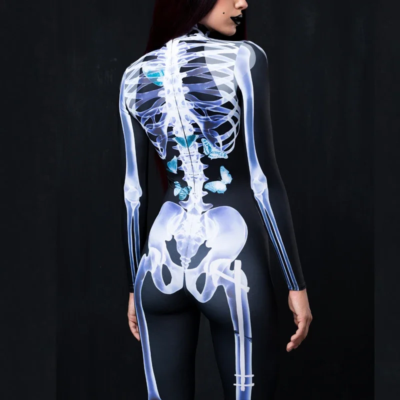 Costume de Teanoon X-Ray pour Homme, Combinaison de Batterie Zentai Humoristique, Manches sulf, Fermeture Éclair au Dos, Vêtements de ixd'Halloween