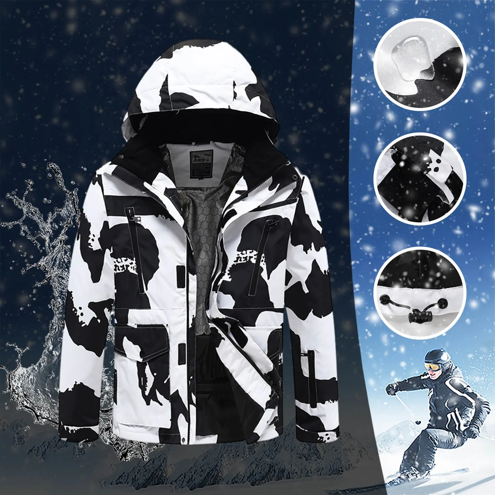 Ski Jacket Men Winter Snowboard Jacket Male Female Sports Sweater Hooded Waterproof Breathable Ski Top Snow Coat Clothes For Men