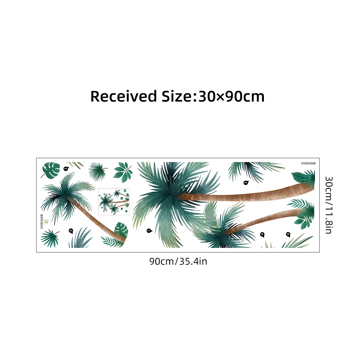 Watercolor Coconut Tree Palm Tree Beach Landscape Wall Sticker Removable for Bedroom Living Room Foyer Decoration Wall Decals