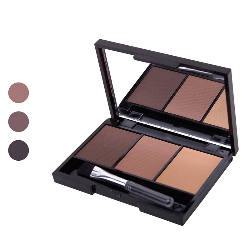 Palette di polvere per sopracciglia a 3 colori Cosmetic Brand Eye Brow Enhancer ombretto per trucco impermeabile professionale con scatola a specchio per pennelli