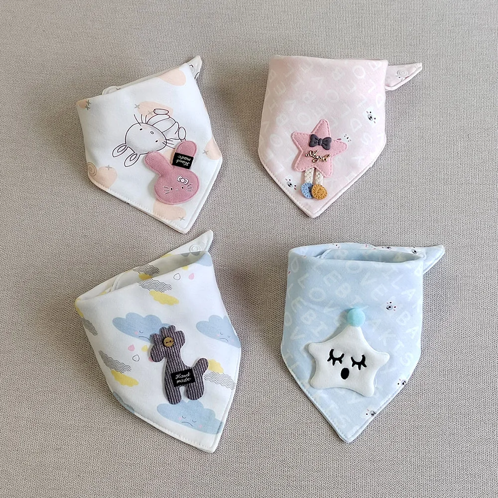 4 Pieces Baby Boy Bibs Cotton Triangle Soft Saliva Towel Baby Girl Feeding Apron Bandana Bibs Set Newborn Accessories