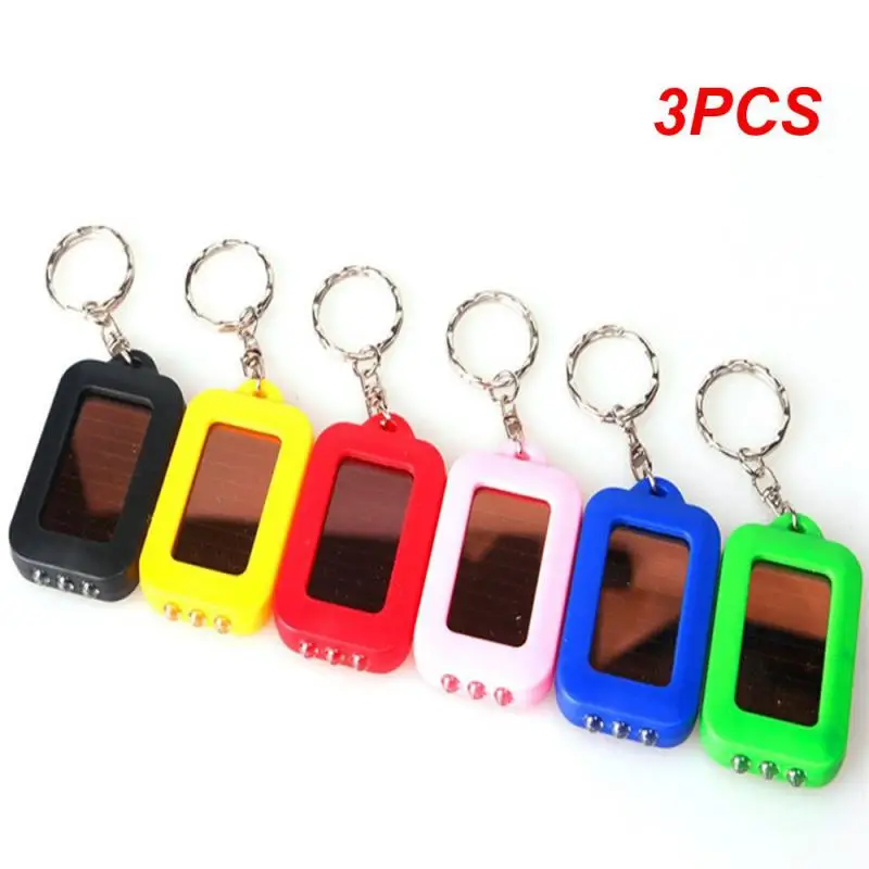 3PCS Portable Mini LED Flashlight Keychain Light Solar Rechargeable Outdoor Camping Hiking Emergency Keyring Flashlight