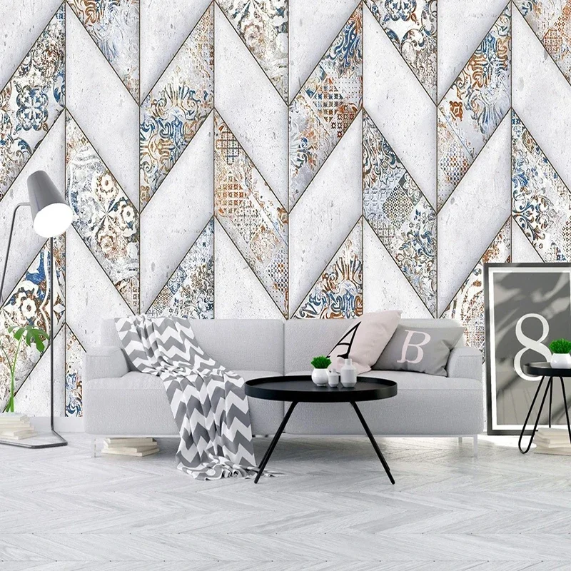 

Custom Mural Modern Geometric Marble Pattern Wallpaper Living Room TV Sofa Background Wall Decor Papel De Parede 3D Sala Tapety