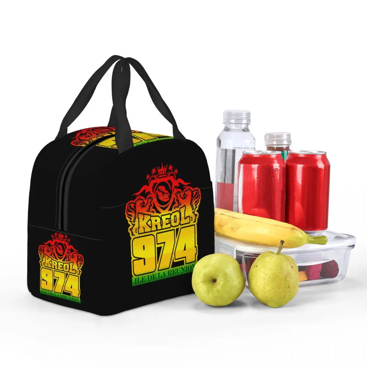 Borsa termica per il pranzo personalizzata Kreol 974 Reunion Island per donna, borsa termica portatile Bento Box School