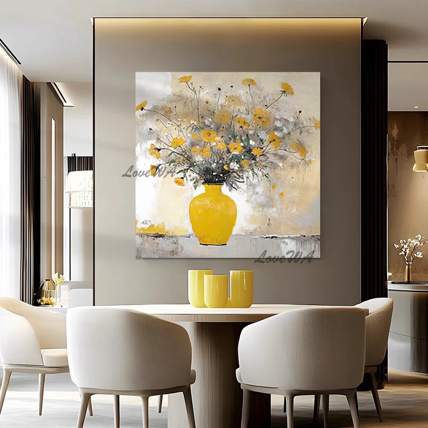 

Художественные изображения, абстрактная картина с цветами, без рамки, украшение ручной работы на холсте, акриловая цветочная стена большого размера