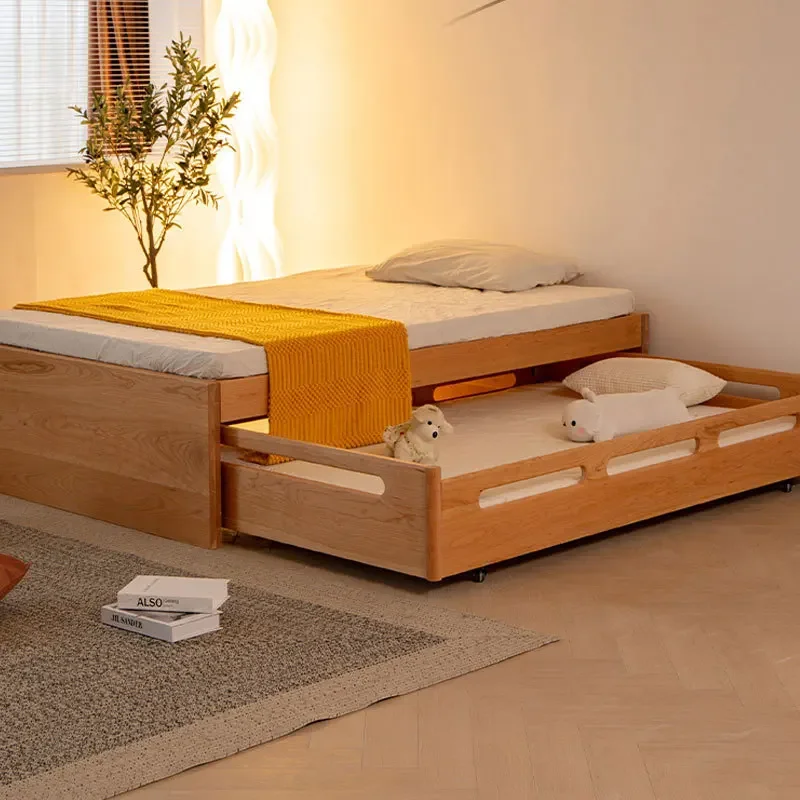 سرير أطفال نورديك بدون مسند ظهر حصير جميع سرير من الخشب الصلب شقة صغيرة توفير مساحة سرير بطابقين مقطورة الأم والطفل