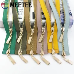 1pc Meetee 80/100/120cm 5# Auto Lock Metal Zipper Gold Double-slider Zippers for Jacket Coat DIY Bag Clothing Sewing Accessories