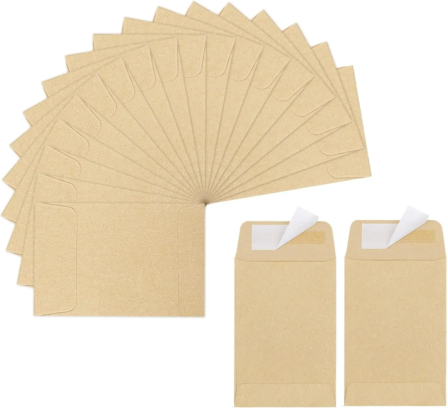 

180 Pack Coin Envelopes 2.35x3.5 Brown Kraft Small Seed Packets with Peel-and-Seal for Office Home School