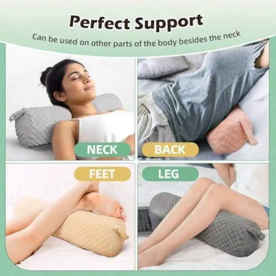 Cervical Neck Roll Pillow Memory Foam 24in Round Neck Pillows Support For Sleeping Lightweight Bolster Cushion For Yoga Travel