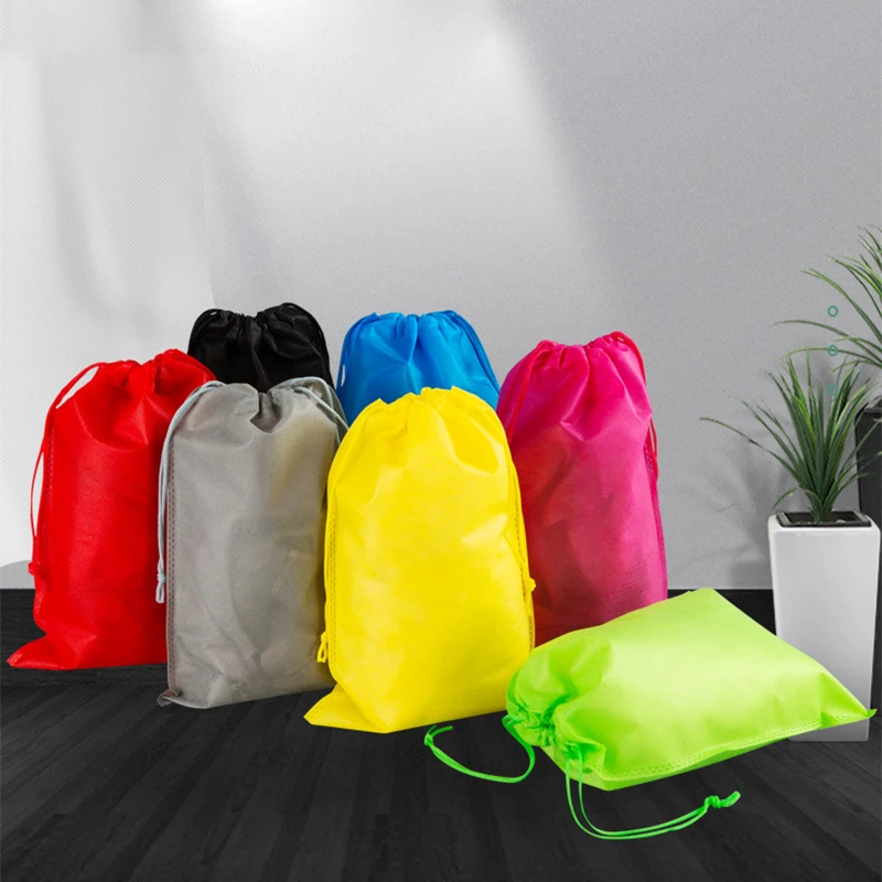 StoBag 40pcs Wholesale Non-woven Drawstring Bags Shoe Clothes Storage Reusable Pocket Travel Organizer Pouches Logo(Extra Fee)