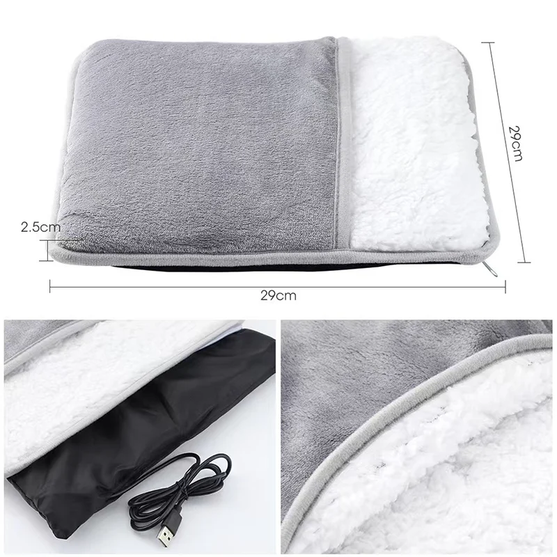 Foot Heating Pad Winter Heater Foot Warmer USB Charging Soft Warm Foot Cover Washable Household Foot Warming Mat