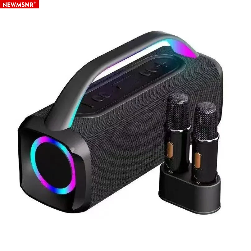 

20W Powerful Shock Bass Light Effect Portable Bluetooth Speaker with 2 Mics Stereo Sound Wireless Subwoofer Boombox Home Karaoke