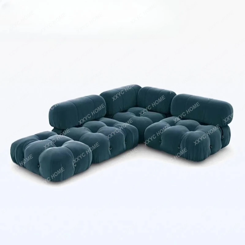 

LXModular velvet fabric lazy sofa simple style light luxury living room size apartment furniture