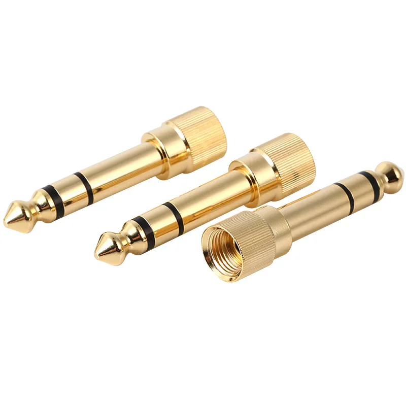 Microphone Adapter Stereo Headphone Jack Audio Plug Golden Male to Female 35 Mm 635mm