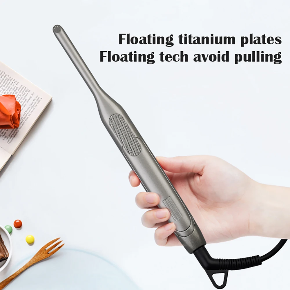 Arricciacapelli professionale 2 in 1 ferro da stiro per capelli corti bacchetta Kimchi Roll Anti-scottatura LED piastra per barba in ceramica strumenti per lo Styling