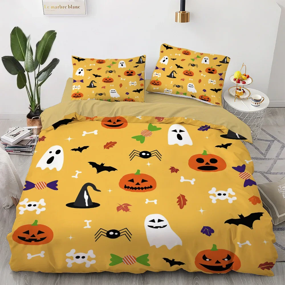 

Happy Halloween Tree Pumpkin Bedding Set King Size Horror Theme Queen Comforter Cover Gothic Spooky Duvet Cover For Kids Adult