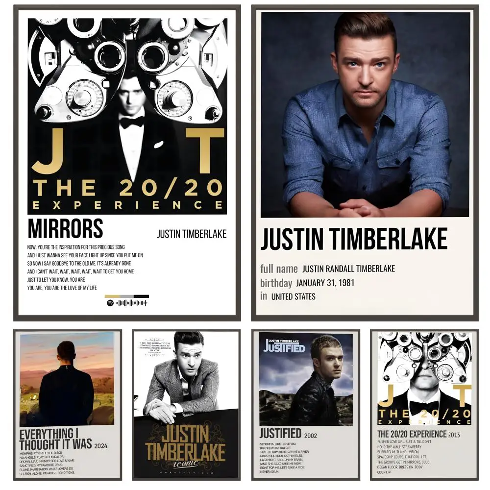 Hot Singer Album J-Justin Timberlake Poster Versatile HD Waterproof Wall Art Self-Adhesive Decor for Any Space Ideal Gift