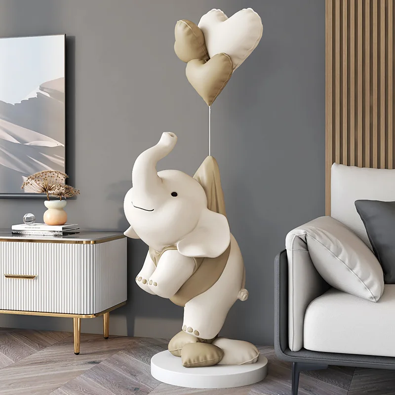 

Large Vigorous Elephant Living Room Floor Decoration Home Accessories TV Cabinet Sofa Opening and Moving