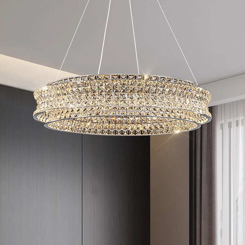 

Round Design Led Crystal Chandelier For Living Room Luxury Modern Interior Hang Lighting Fixture Gold/Chrome Cristal Lamp