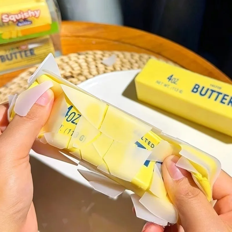 Crunchy Butter Cheese Stick Squishy Fidget Toy Slow Rebound Sound Crispy Butter Bar Toy Finger Squishy Prank Vent Toy for Adult view 6