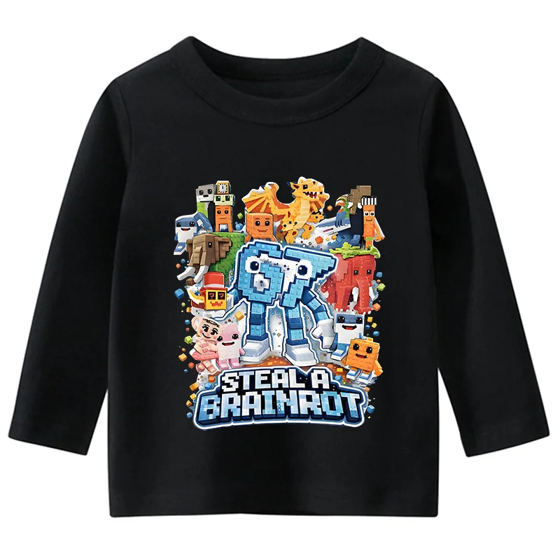 

67 Six Seven Funny Italian Brainrot Meme COTTON Kids Clothes Baby Girls Long Sleeved T-shirt Boys Casual Tees For Birthday Gift