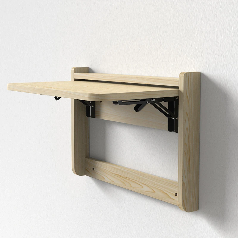

‌Wall Mounted Fold Down Desk - Extendable Solid Wood Tabletop with Shelf, Space Saving Floating Study & Laptop Corner