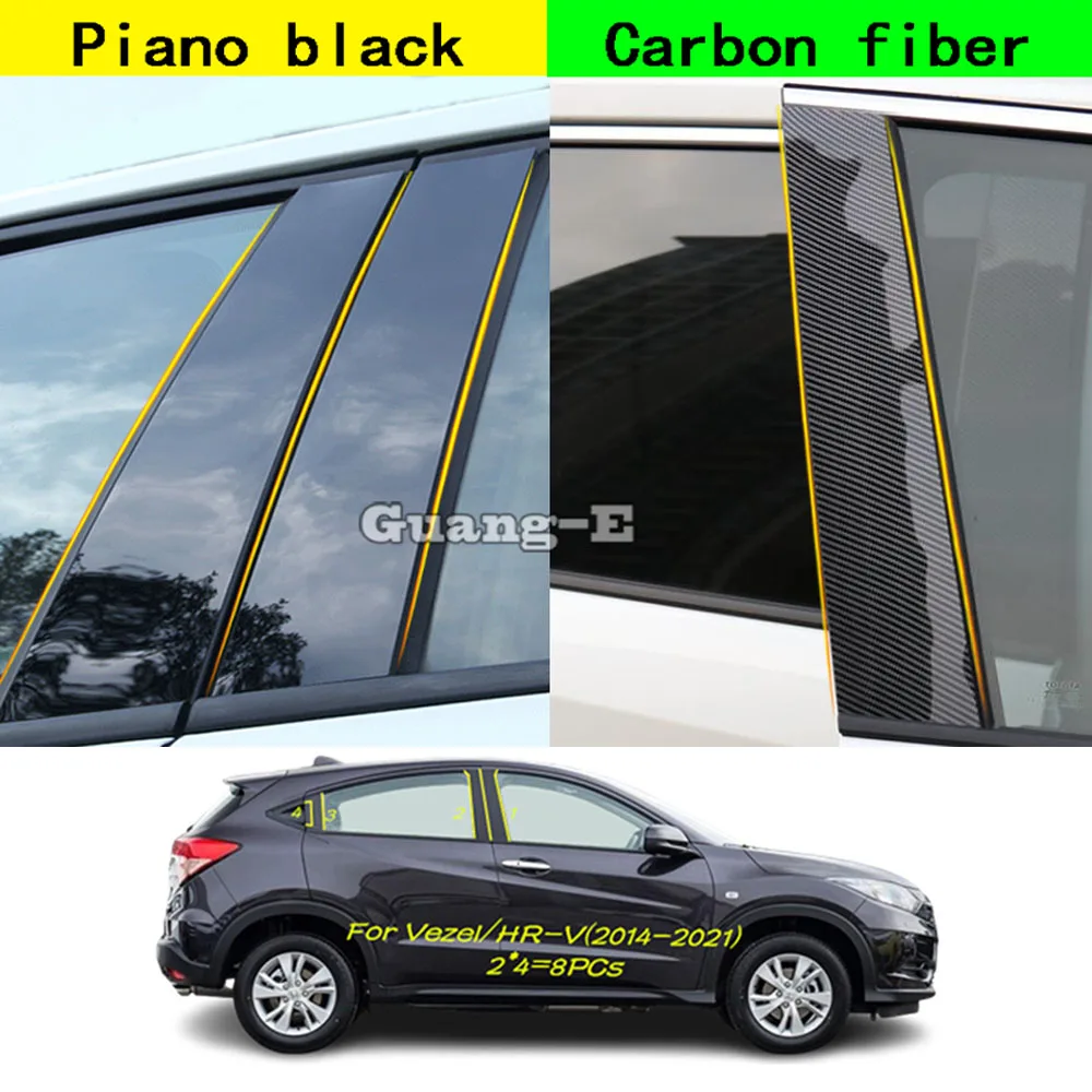 

For Honda HR-V Vezel 2014 2015 2016 2017 2018 2019-2021 Car PC Material Pillar Post Cover Door Trim Window Molding Sticker Plate