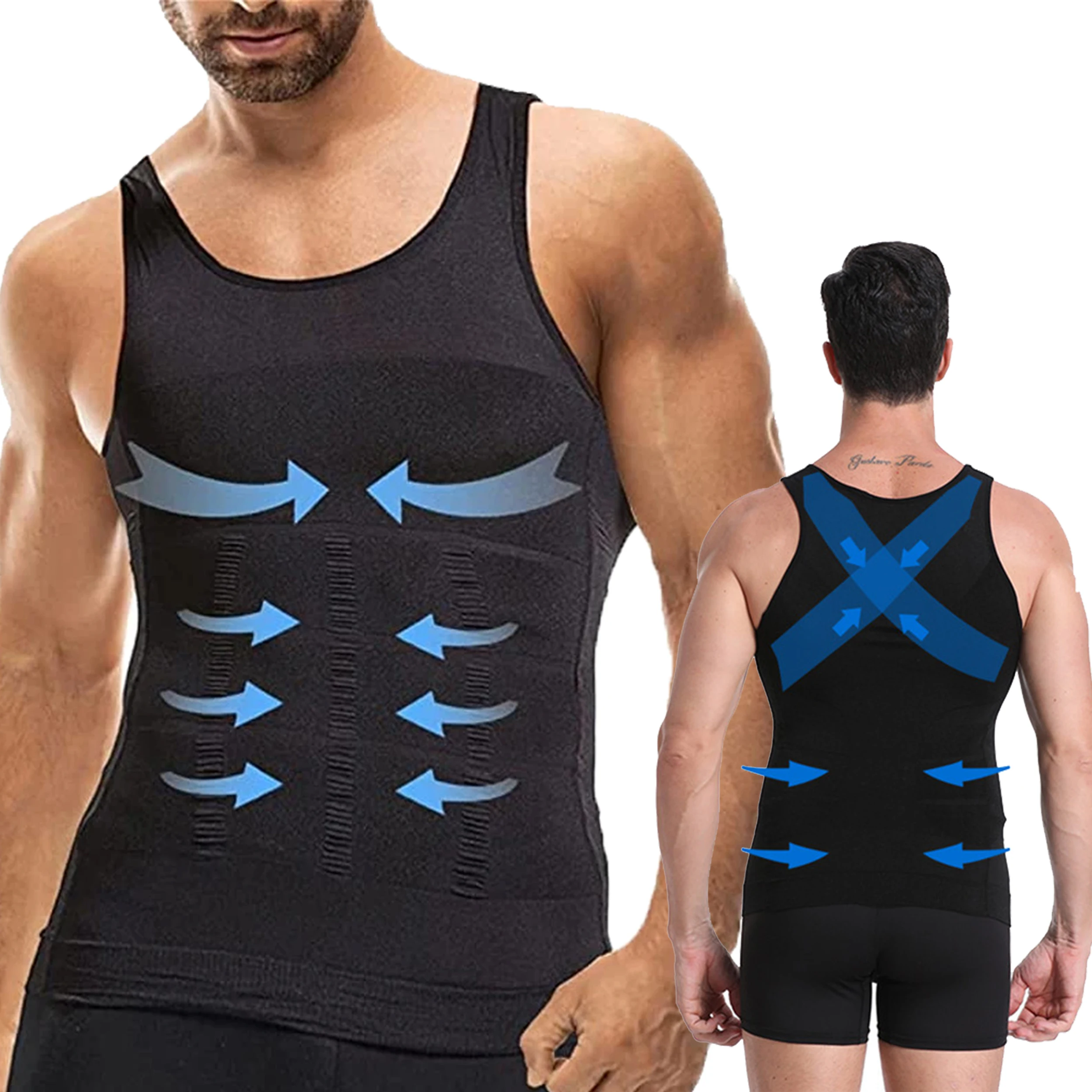 Men's Shapewear Slimming Body Corset Vest Shirt Compression Abdomen Tummy Belly Control Slim Waist Cincher Underwear Sports Vest - view 2