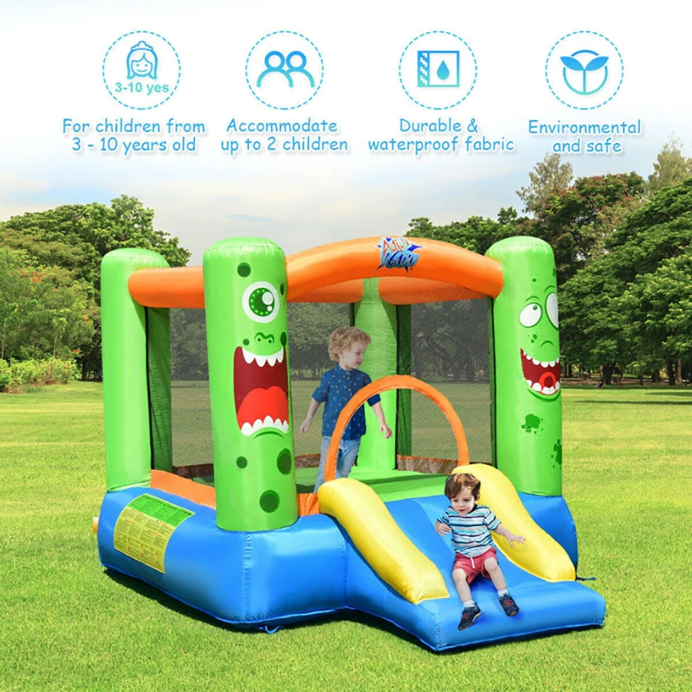 Bounce House de castelo inflável para crianças Jumper Playhouse Slider com design de segurança íntima Ventilador 480W