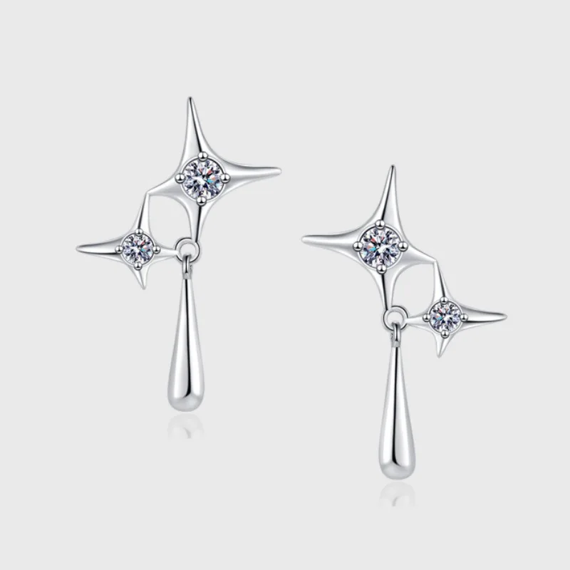 

Starlight Waterdrop S925 Sterling Silver Stud Earrings, A High-end And Elegant, Light Luxury Long Earrings That Are Versatile