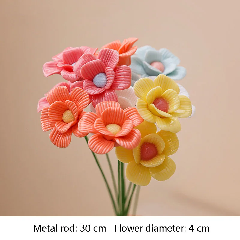 5 Stück Wildblumen Hochtemperaturbeständige Handgefertigte Keramik-Simulationsblumen Ewige Blumen für Geschenke und Heimdekoration – Detail 14