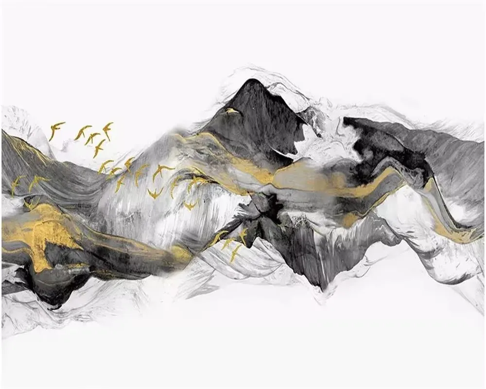 Customized Wallpaper Hand-painted lines landscape TV background wallpaper Chinese style living room bedroom decoration wallpaper
