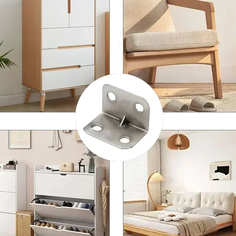 fasteners 4 hole right angle 90 degree corner code angle bracket, furniture connector for wooden tables, chairs, cabinets