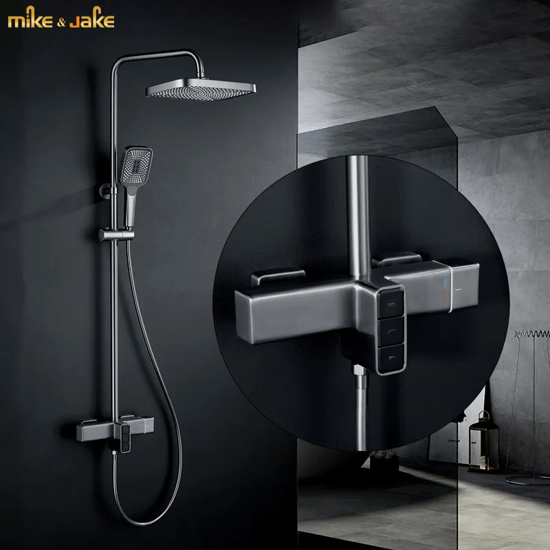 

Thermostatic gunmetal shower set luxury thermostatic constant shower faucet bathroom wall shower mixer constant thermost shower