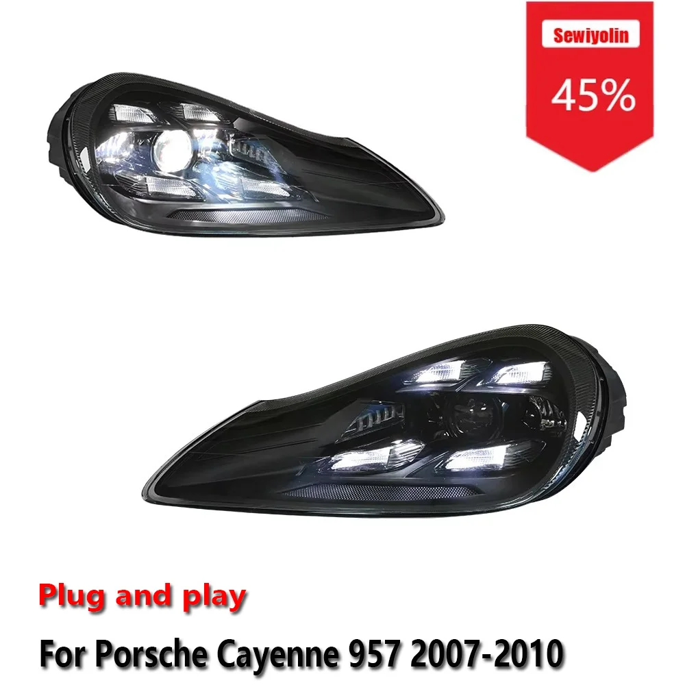

Sewiyolin Car LED Headlight Assemblies For Porsche Cayenne 957 2007-2010 DRL Brake Turn Signal Lamp Plug and Play