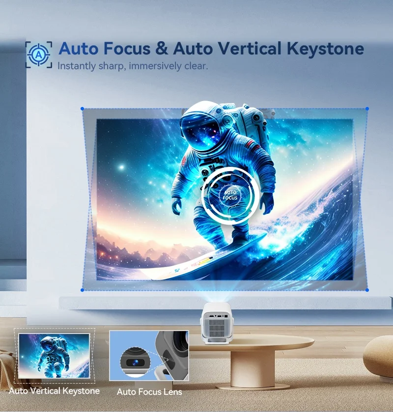 جهاز عرض DITONG X3Plus عالي الدقة أصلي 1080P يدعم 4K WIFI6 BT5.4 جهاز عرض أندرويد التركيز التلقائي جهاز عرض المسرح المنزلي