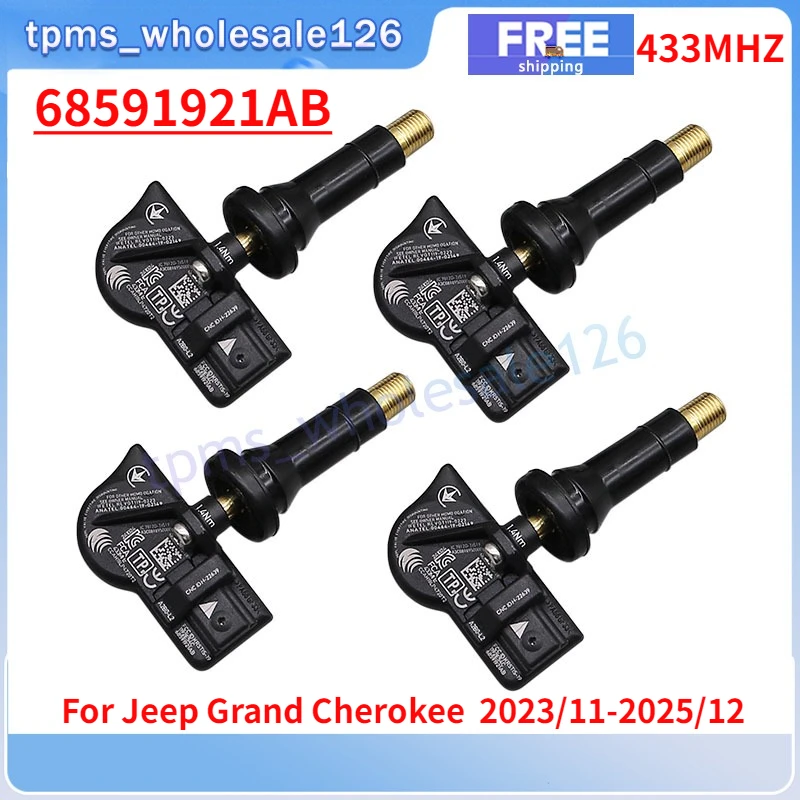

For Jeep Grand Cherokee 2023 2024 2025 TPMS 68591921AB Tire Pressure Monitor System Sensor 4PCS 433MHZ