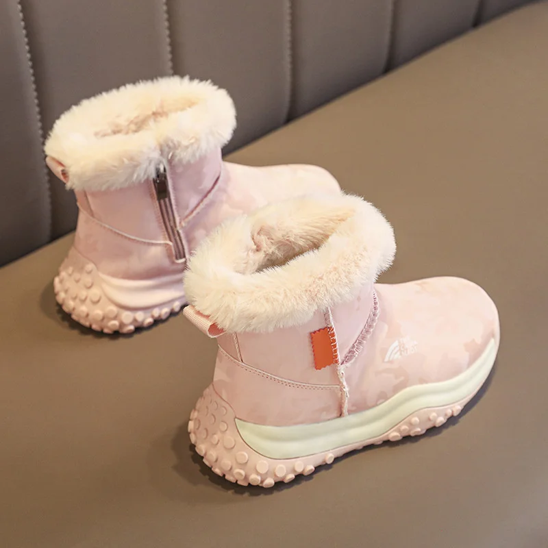 Stivali da neve per bambini scarpe in cotone peluche con fondo morbido stivaletti impermeabili caldi invernali scarpe Casual per bambini antiscivolo