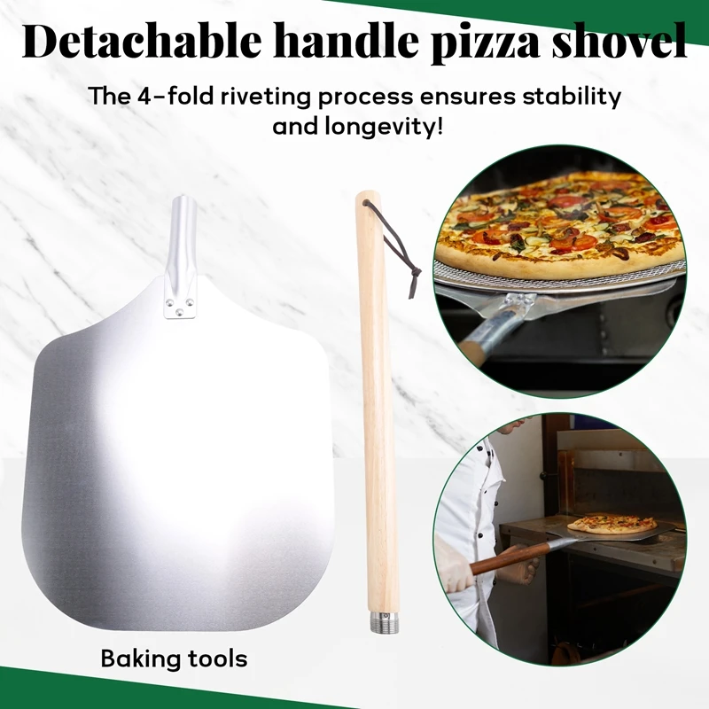 Pizza Pusher, Pizza Peel Made Of Stainless Aluminum (90Cm) - Practical And Solid Thread, Pizza Lifter With Rounded Edges