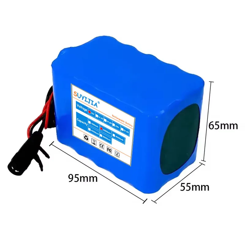 แบตเตอรี่ลิเธียมความจุสูงในตัว เหมาะสำหรับอุปกรณ์อิเล็กทรอนิกส์ที่ใช้พลังงานต่ำ 3S5P, BMS 20AH, 12V, 20000mAh, 18650 ใหม่