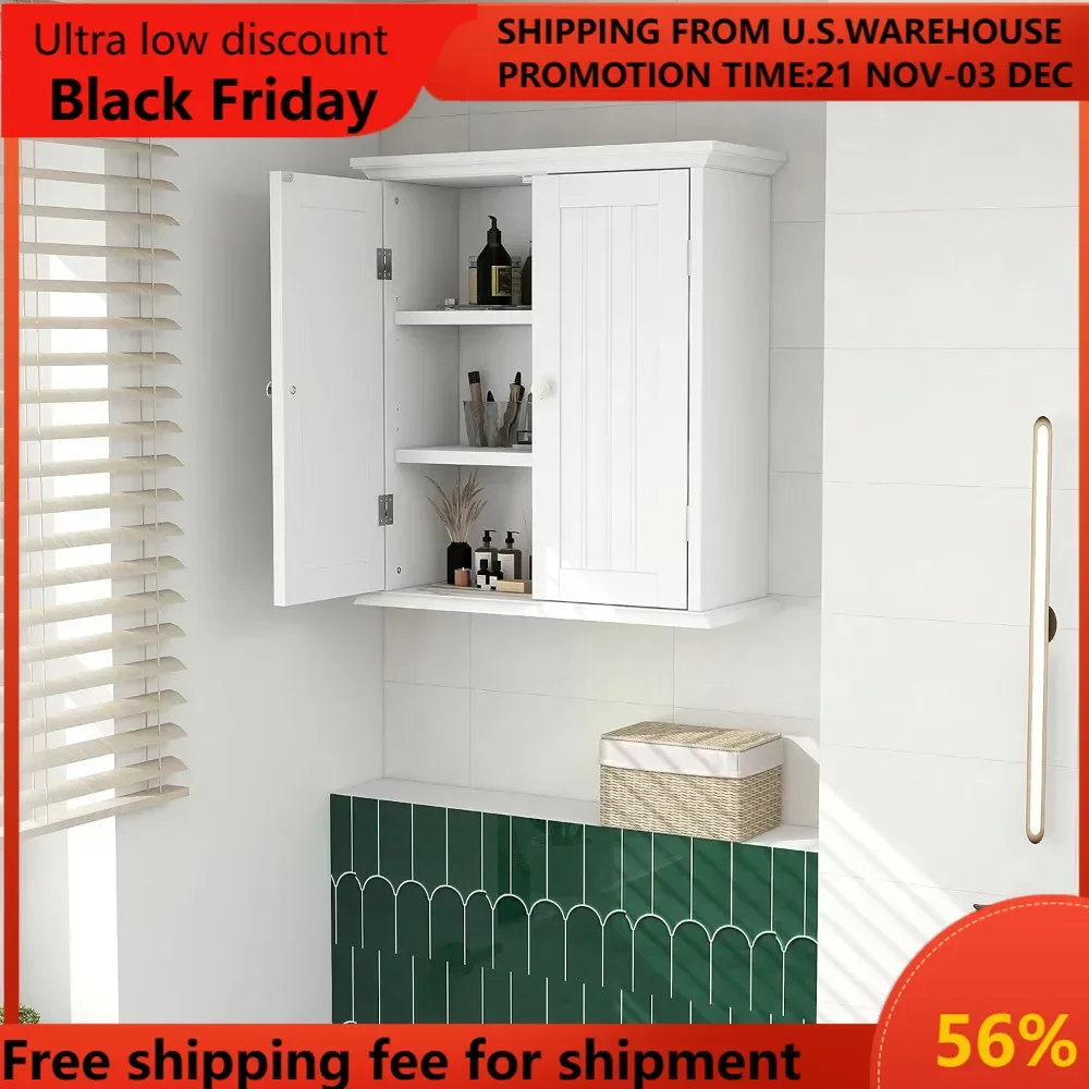 

Bathroom Wall Cabinet, Over The Toilet Space Saver Storage Cabinet, Medicine Cabinet with 2 Door and Adjustable Shelves