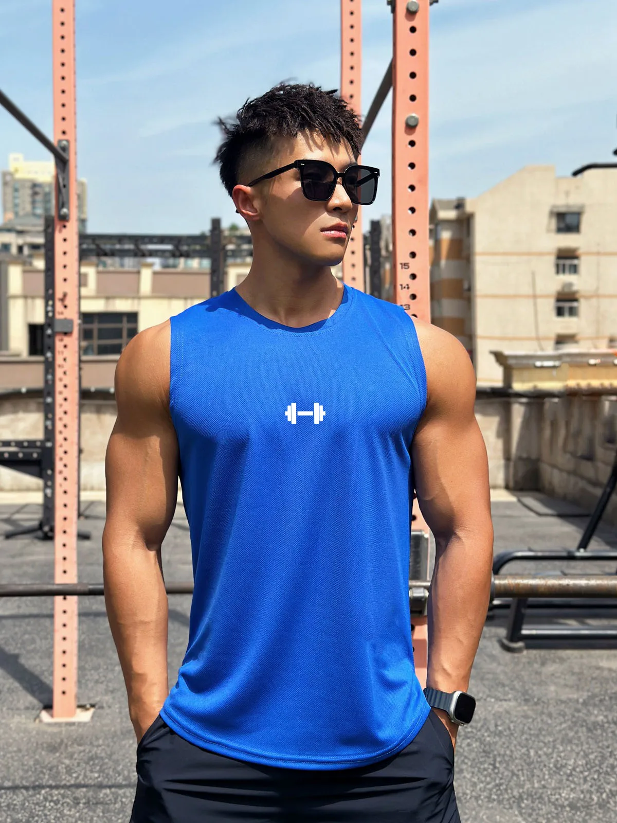 

Men's All-weather Sports Vest Loose Quick Drying Outdoor High-intensity Training Printed Top Wide Air Outdoor Fitness T-shirt