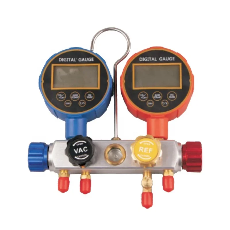 

digital pressure gauge R22 R410A R134 R32 R600 4way brass digital manifold gauge sets hvac