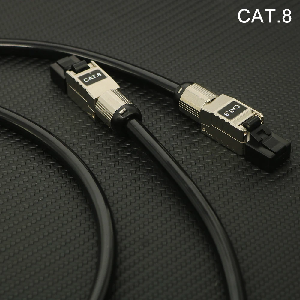 CAT.8 40Gbps RJ45 XSSH 7mm 8 Core 99.999% 5N Pure Silver 15AWG High Density Double Layer braided and Foil Shield Network Cable