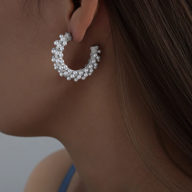 Large C-shaped Women's Earrings New Light Luxury Fashion Exquisite Stainless Steel Metal Pendant Jewelry image 6