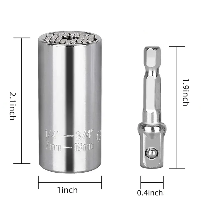 Multi-Function Universal Socket Grip Tool - 7-19mm Ratchet Wrench Power Drill Adapter for Versatile Socket Applications