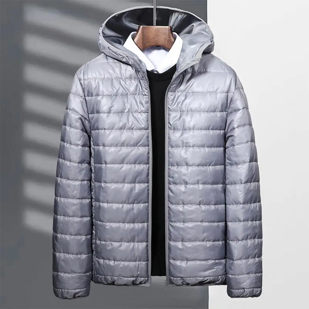 Casaco portátil à prova de vento para homens, casaco acolchoado, enchimento de algodão, leve, puffer fino, frio, nova moda, inverno, 2024