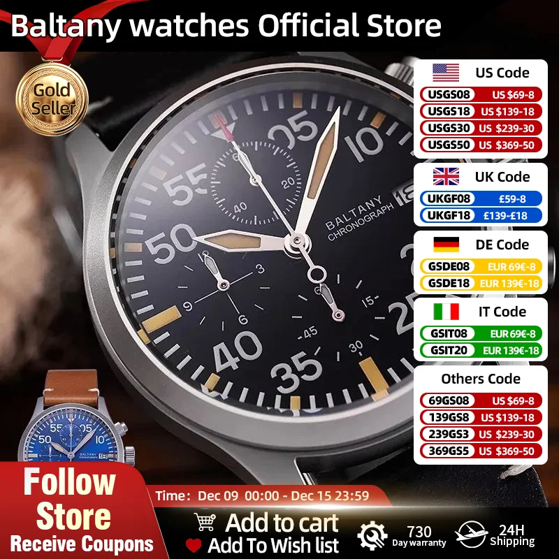 Luxury Quartz Chronograph Reloj De Hombre Elegante VK67 Waterproof 10Bar Calendar Window Vintage 39MM Military Wristwatches